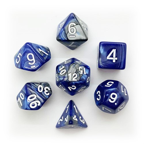 Кубики ДнД (7 шт) / Дайсы для DnD / Dungeons & Dragons /  RPG / Сине-серый DND-29 - фото 140404