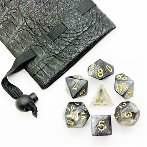 Кубики ДнД (7 шт) с мешочком / Дайсы для DnD / Dungeons & Dragons /  RPG / Перламутровый дымчатый DND-15 - фото 140426