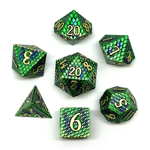Кубики ДнД (7 шт) металлические / Дайсы для DnD / Dungeons & Dragons / RPG / Драконья чешуя DND-84 - фото 153867