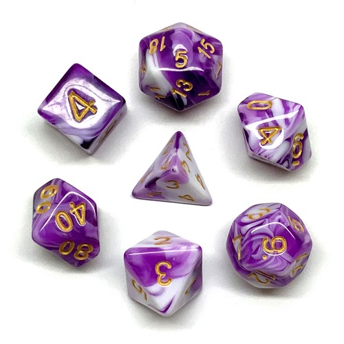 Кубики ДнД (7 шт) / Дайсы для DnD / Dungeons & Dragons / RPG / фиолетовый гранит DND-147