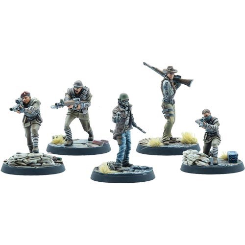 Набор миниатюр Modiphius Fallout Wasteland Warfare NCR Ranger Patrol, рейнджеры НКР, MUH052146 MUH052146
