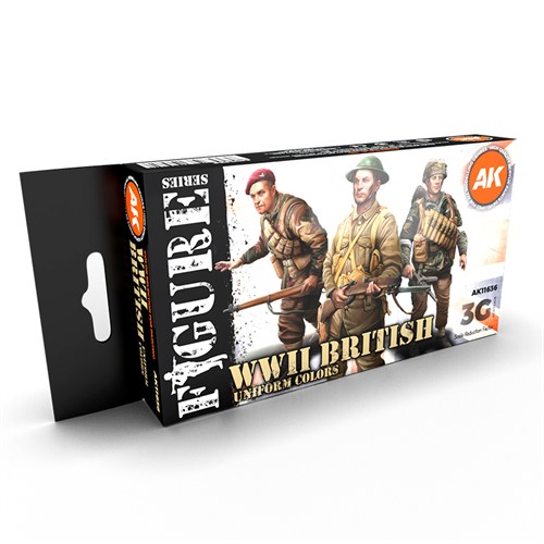 Набор красок Paints set - WWII BRITISH UNIFORM COLORS 3G AK11636 AK11636