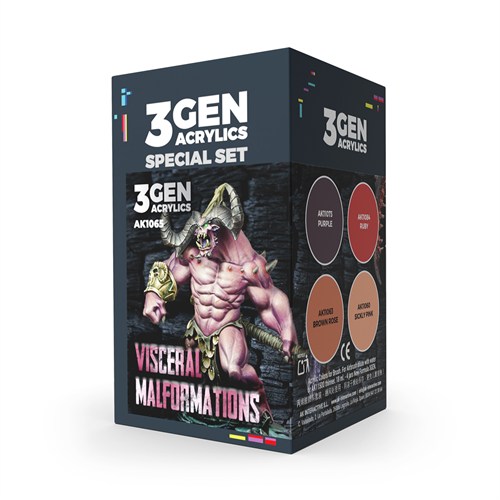 Набор акриловых красок AK Interactive 3GEN Wargame Visceral Malformations, для эффектов разложения плоти, 4 цветов, AK1065 AK1065