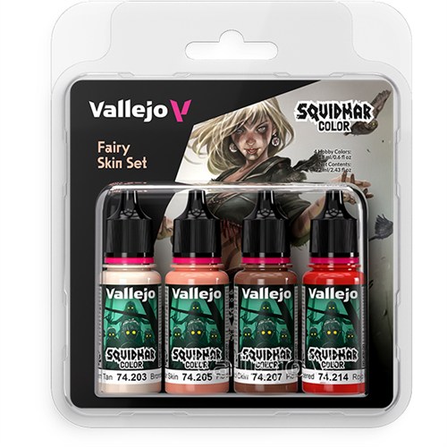 Набор красок Vallejo Squidmar Color Fairy Skin — кожа фей, 4 цвета V-74306