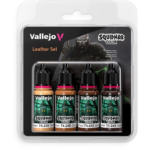 Набор красок Vallejo Squidmar Color Leather — кожа и кожаные изделия, 4 цвета V-74309