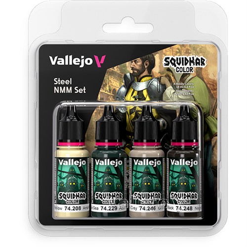 Набор красок Vallejo Squidmar Color Steel NMM — неметаллическая сталь, 4 цвета V-74311