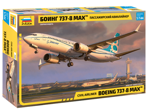Пассажирский авиалайнер Боинг-737-8 МАХ 1:144 Звезда 7026 Z7026